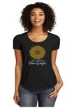 Rhinestone Sunflowers Ladies T-Shirt - Black