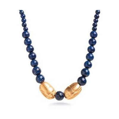 High End Graduated Lapis Necklace With Scarab