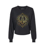 Sunburst Scarab Ladies Cropped Long Sleeve Shirt